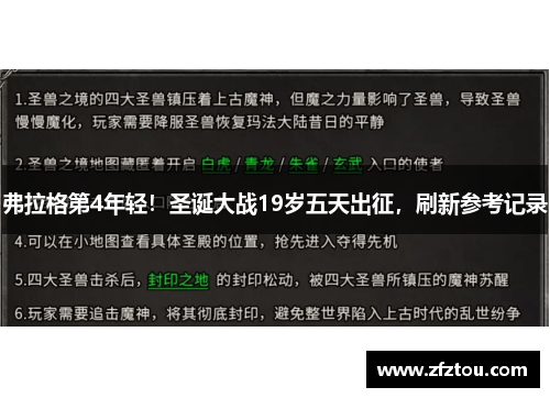 弗拉格第4年轻！圣诞大战19岁五天出征，刷新参考记录